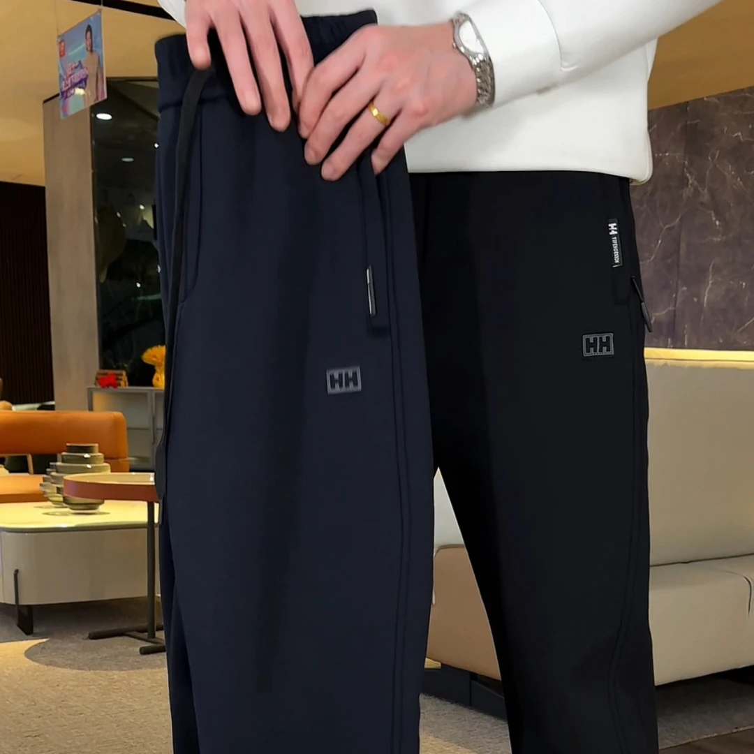 2025H款男士加绒休闲裤秋冬季宽松束脚弹力加厚保暖运动百搭长裤