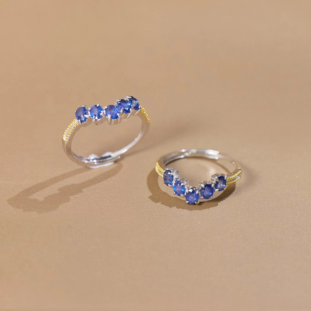 【玉峰珠宝】蓝宝V形戒指（多样性发一）XB-N3750