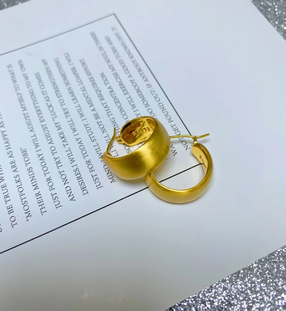 铜合金耳饰 a670热巴同款高级感缎面拉丝百搭时尚耳圈