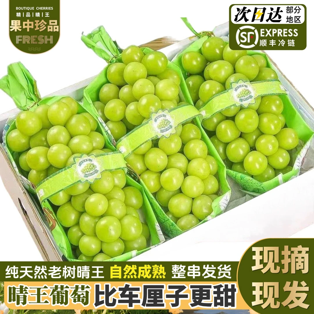 顺丰【5斤果王】次日达阳光玫瑰晴王葡萄新鲜美味头茬脆甜爽口Z