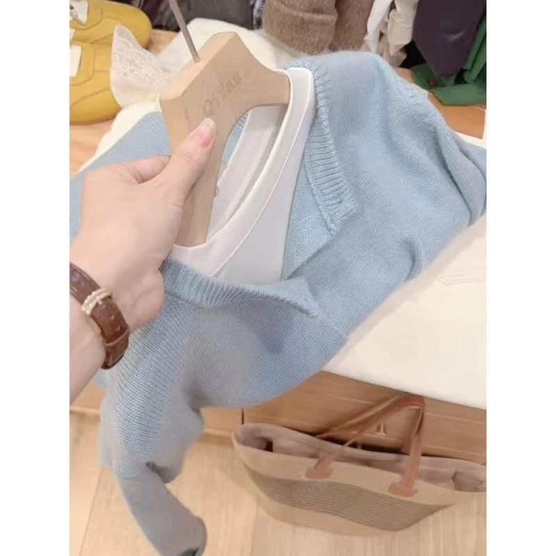 七言家！巨好看#baby蓝月牙扣秋冬软糯毛衣开衫-350