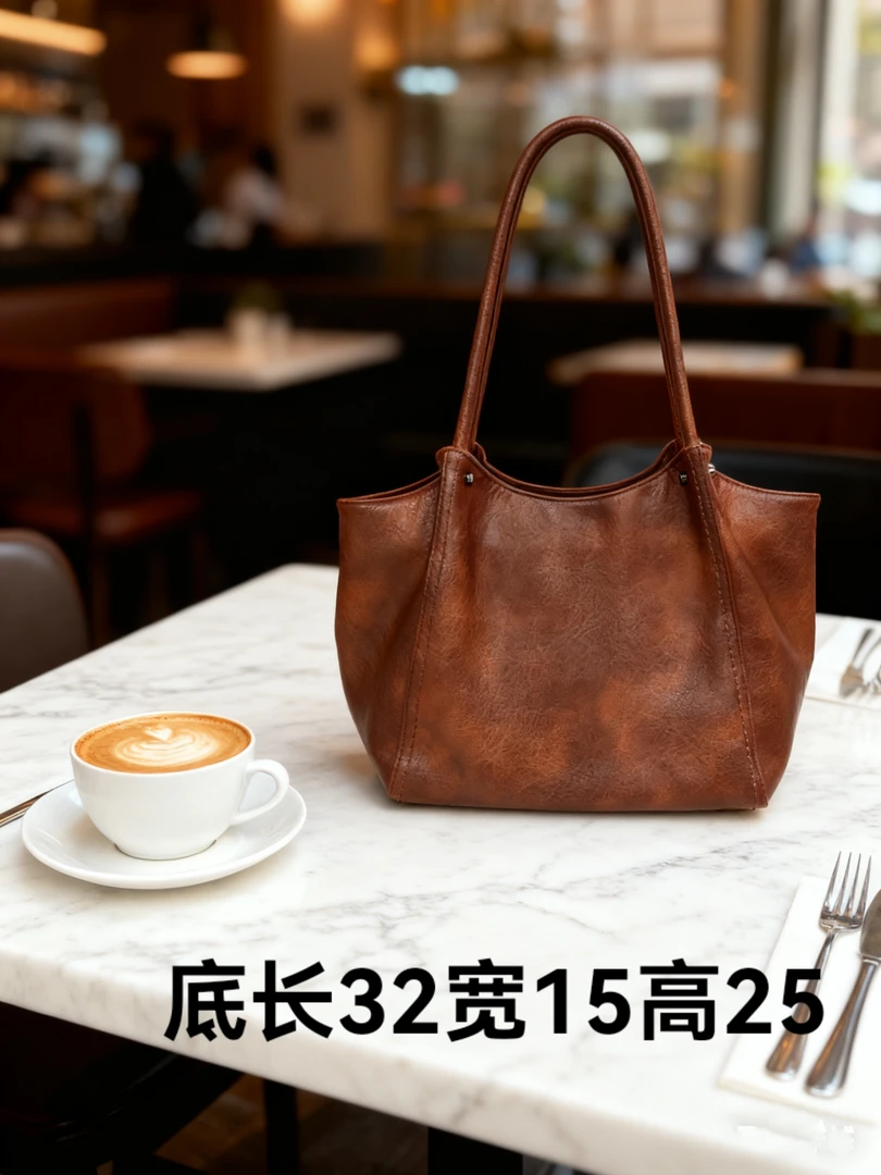 【脖子包】复古手工斜挎包头层牛皮定制单肩包大容量托特女包FG008