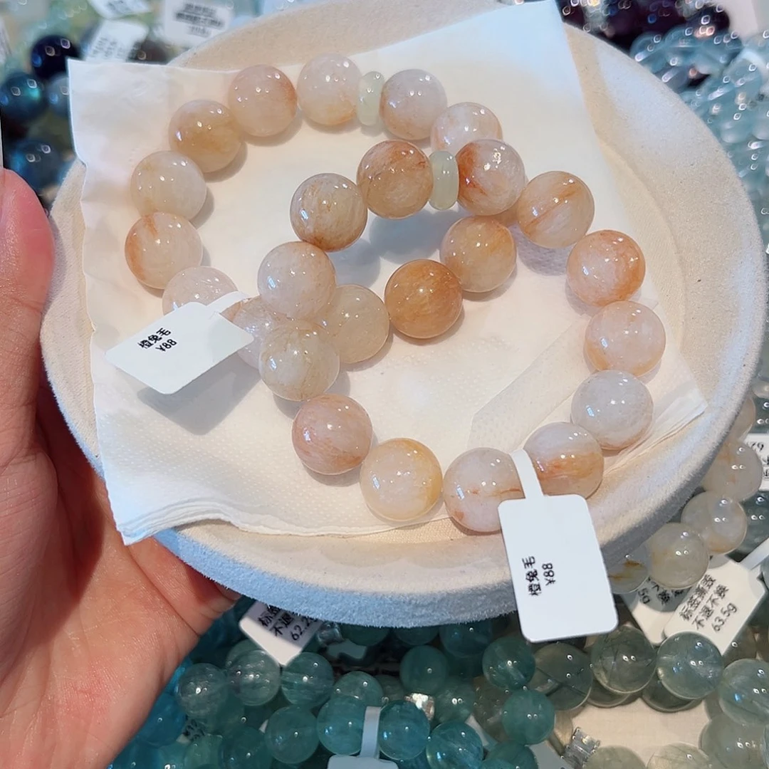 水晶手链未镶嵌橙兔毛15m