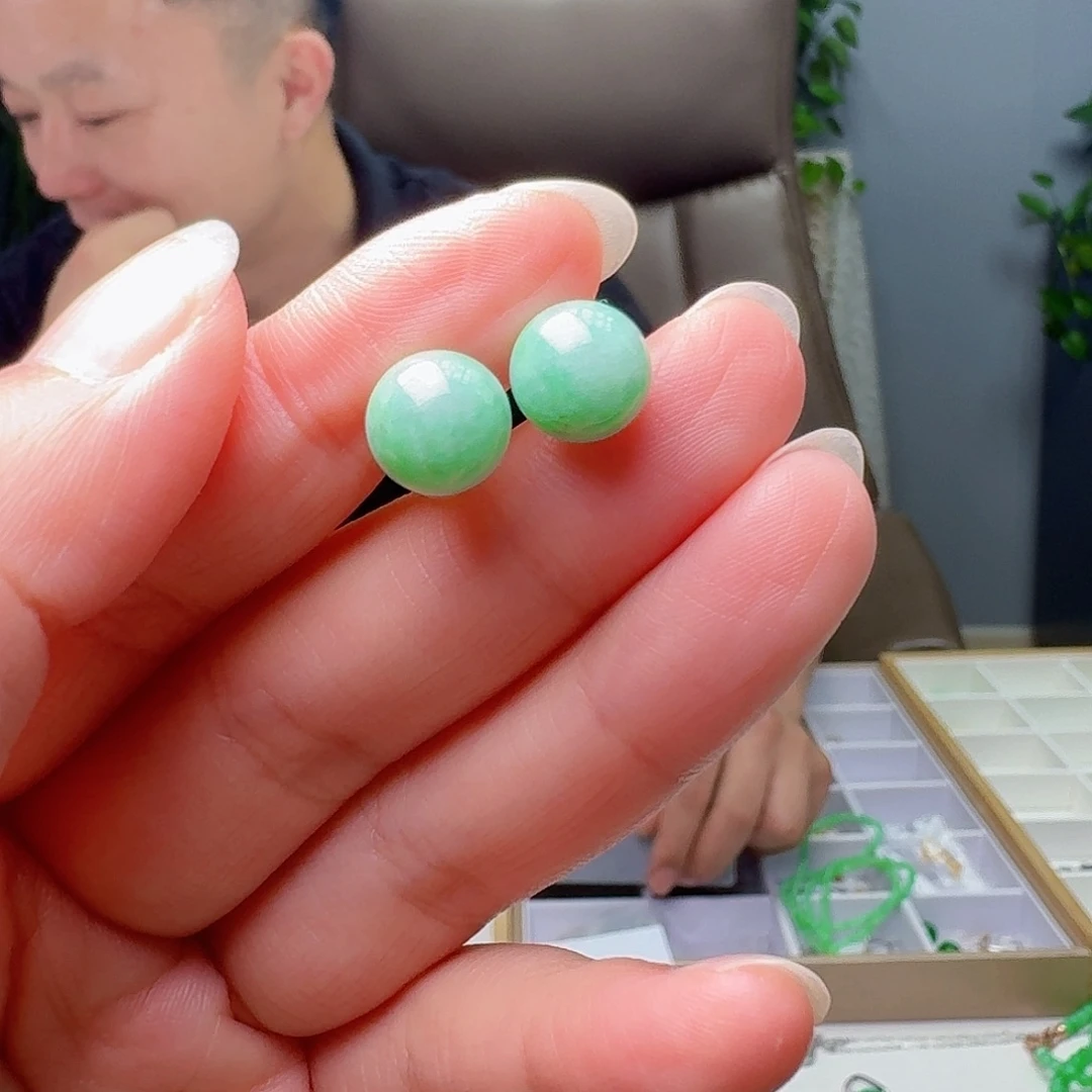 银S925镶嵌翡翠耳饰多样性发货其一