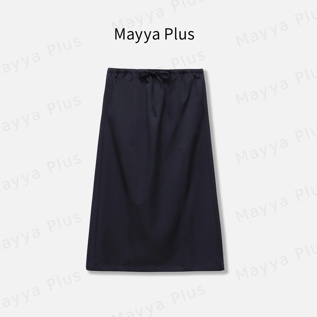 【深蓝步调】Mayya Plus麦芽定制气质显瘦欧若风梭织半裙32536395