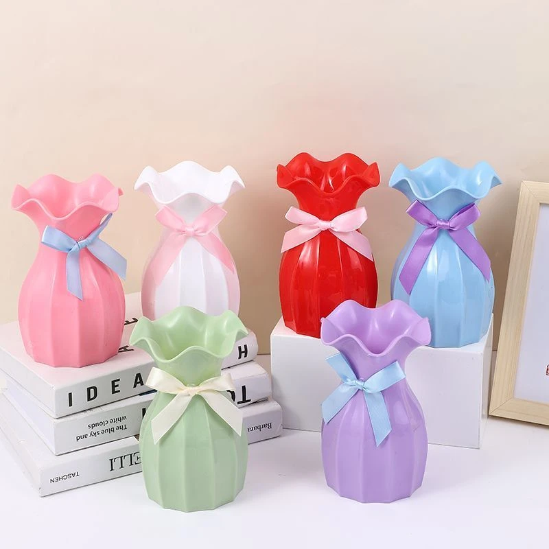 仿陶瓷塑料防摔花瓶diy仿真植物插花盆电视柜茶几家居装饰摆件