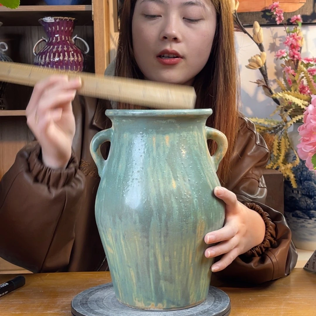 摆件陶瓷花瓶高25口11微瑕特价
