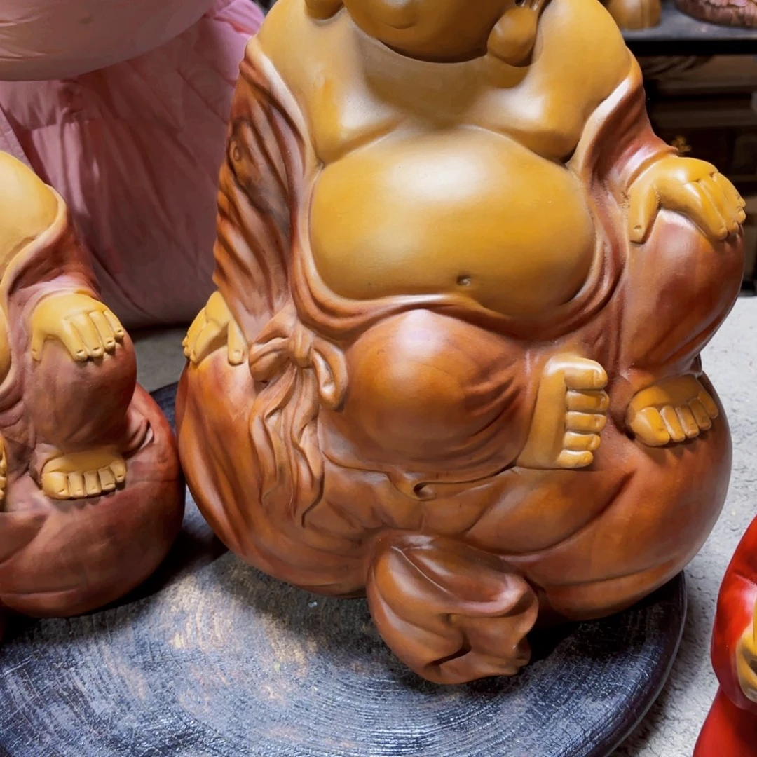 越***强香樟木福袋弥勒佛大件