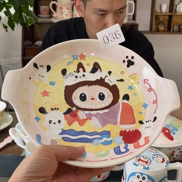 瓷片景德镇釉下彩手绘