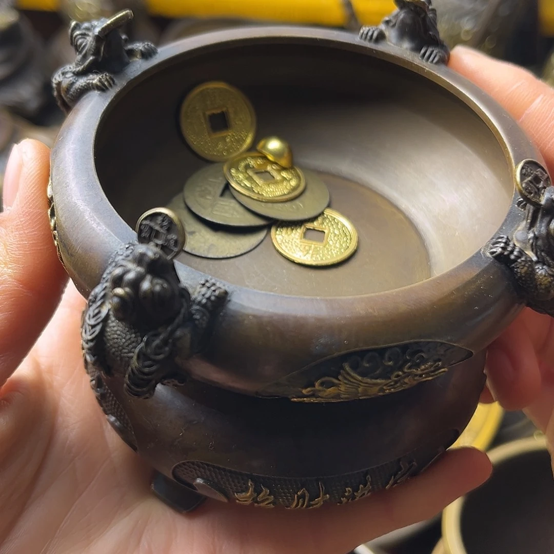 原矿风磨铜精雕摆件