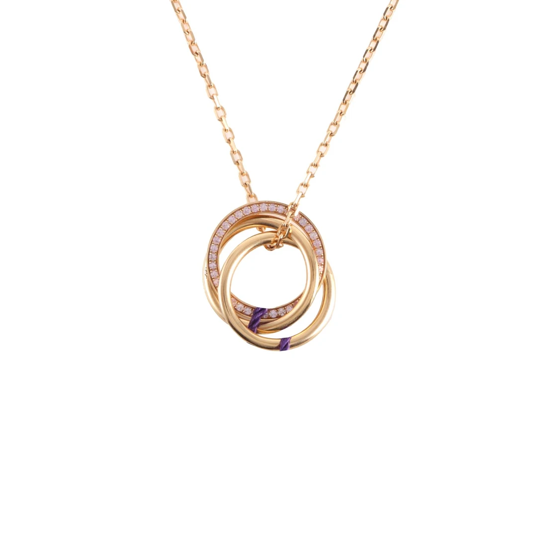 99新 Cartier/卡地亚 【念念特价】玫瑰金 三环 粉钻 项链