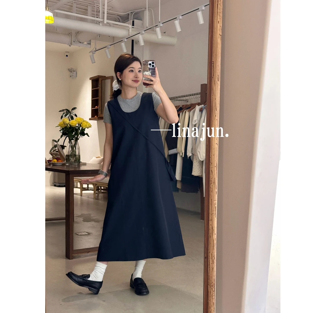 3.15《记事本》春夏新款基础百搭日常韩版休闲学院风U型领背心裙