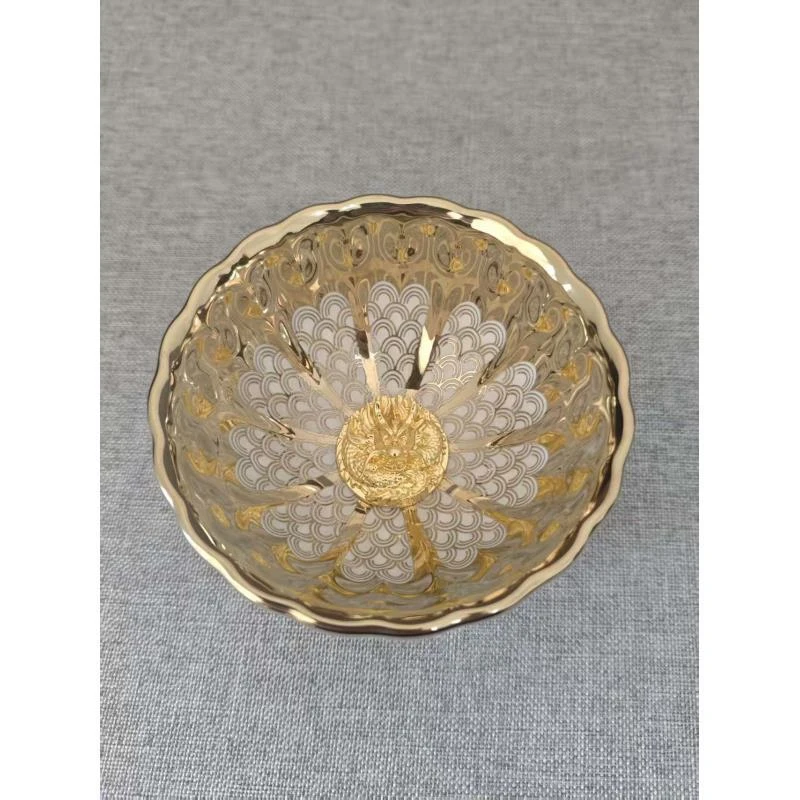 32 夜光杯窑变金杯金龙陶瓷杯