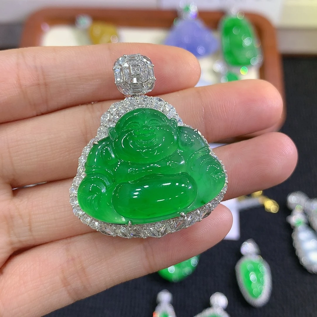 【闪购商品】吊坠(不含链)18K金镶嵌翡翠佛公
