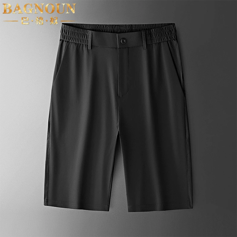 巴格奴五分裤男士春夏新款时尚轻奢冰丝超薄直筒深裆商务休闲中裤