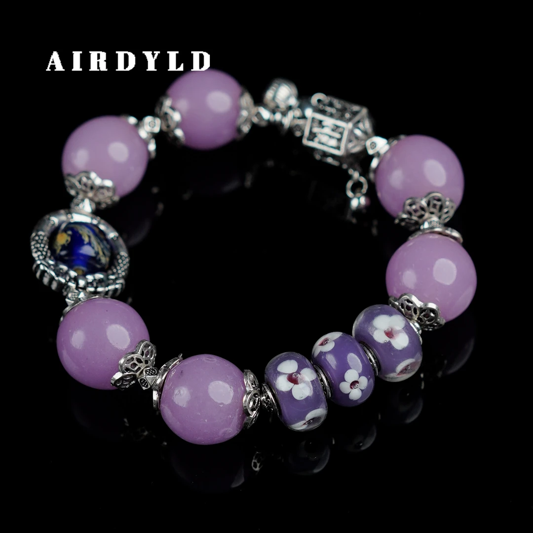 黄铜琉璃手链 【紫嫣手链】淄博非遗手工老琉璃粉紫色国风优雅手串