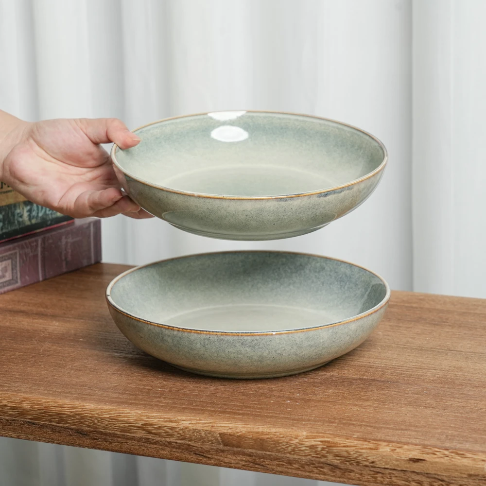 【瑕疵】陶瓷盘子窑变高颜值深盘西餐盘G4D