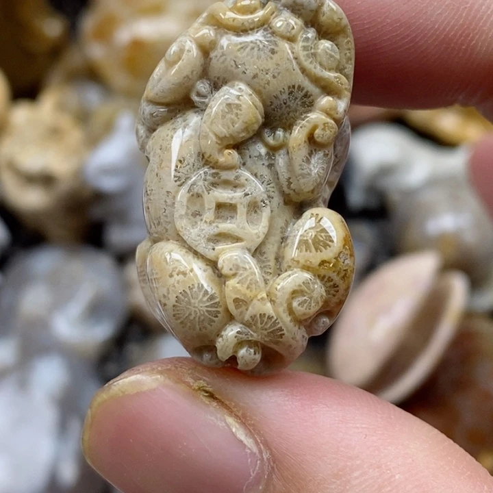 颈饰未镶嵌硅化珊瑚（珊瑚玉）小