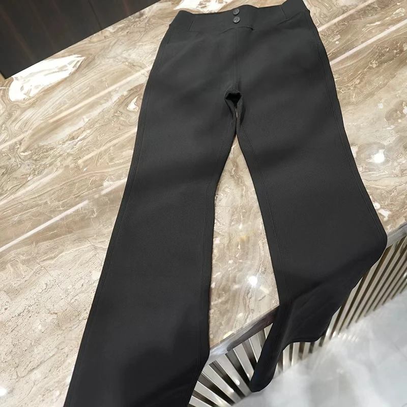 名港-【小黑裤】加绒加厚显瘦百搭微喇裤 2501