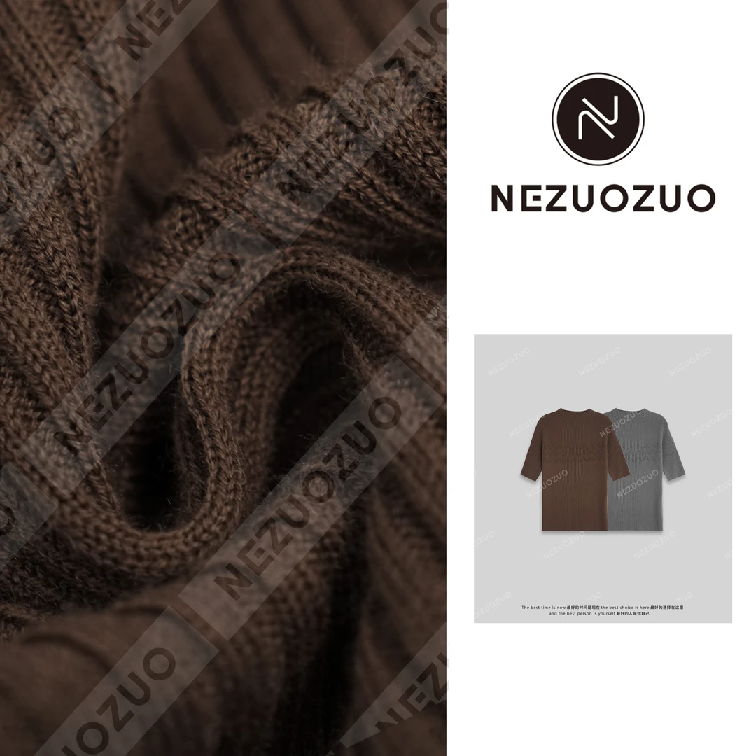 NEZUOZUO【提花毛织杉】精仿羊毛提花中袖半高领中袖慵懒风针织毛衣
