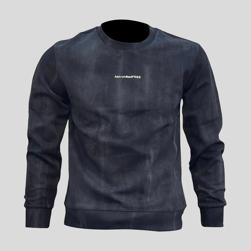 ohmmayby卫衣男秋冬新款ins复古时尚印花港风圆领长袖打底衫男