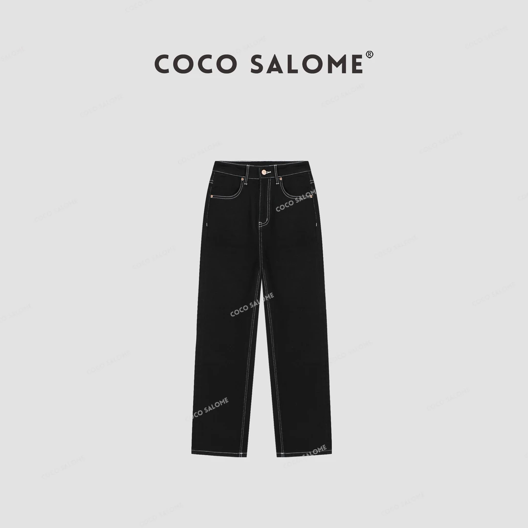 COCO SALOME⒄【掌控身材】加绒百搭休闲小直筒牛仔裤0499