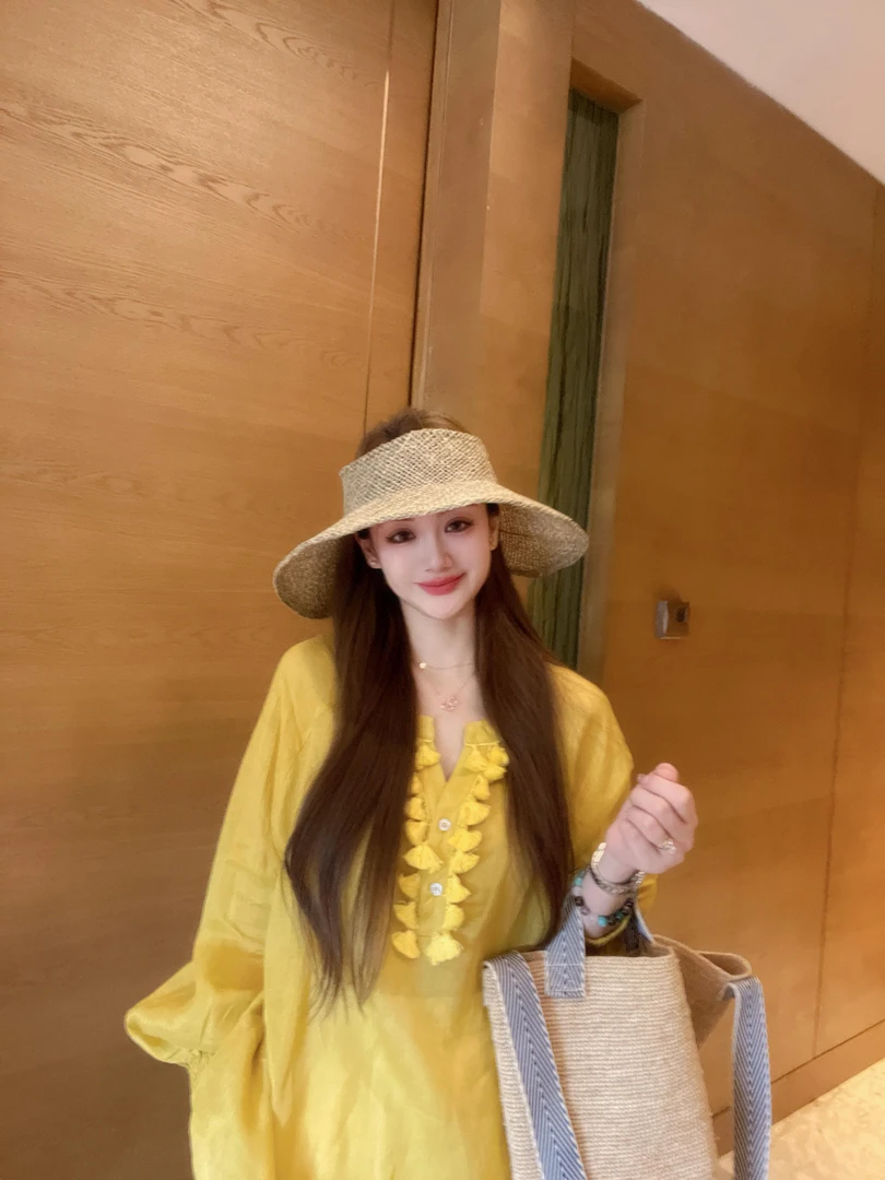 苎麻v领设计感长袖宽松薄款拼接衬衫