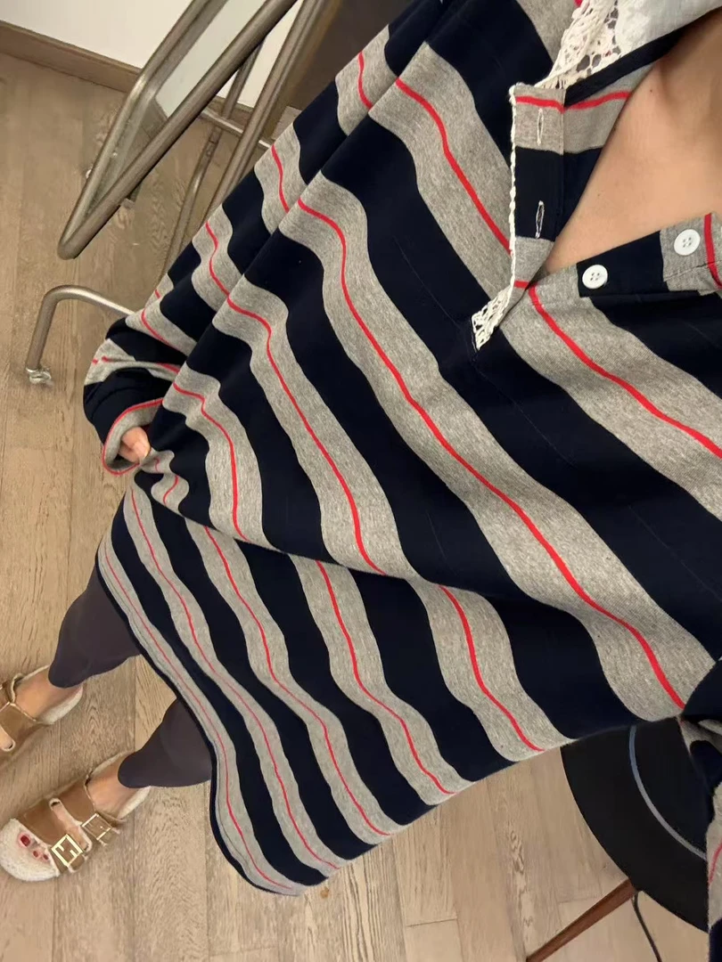 【条纹连帽长袖】短袖休闲百搭大码时尚夏季宽松潮流
