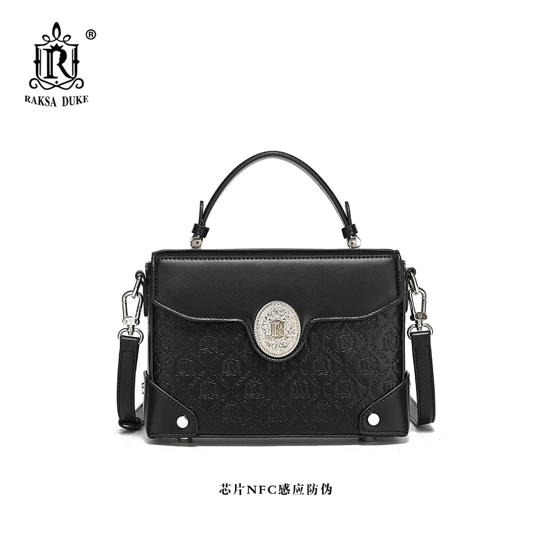 【路遥限定】R RAKSA DUKE/罗萨公爵新款黑色单肩斜挎盒子包R0602