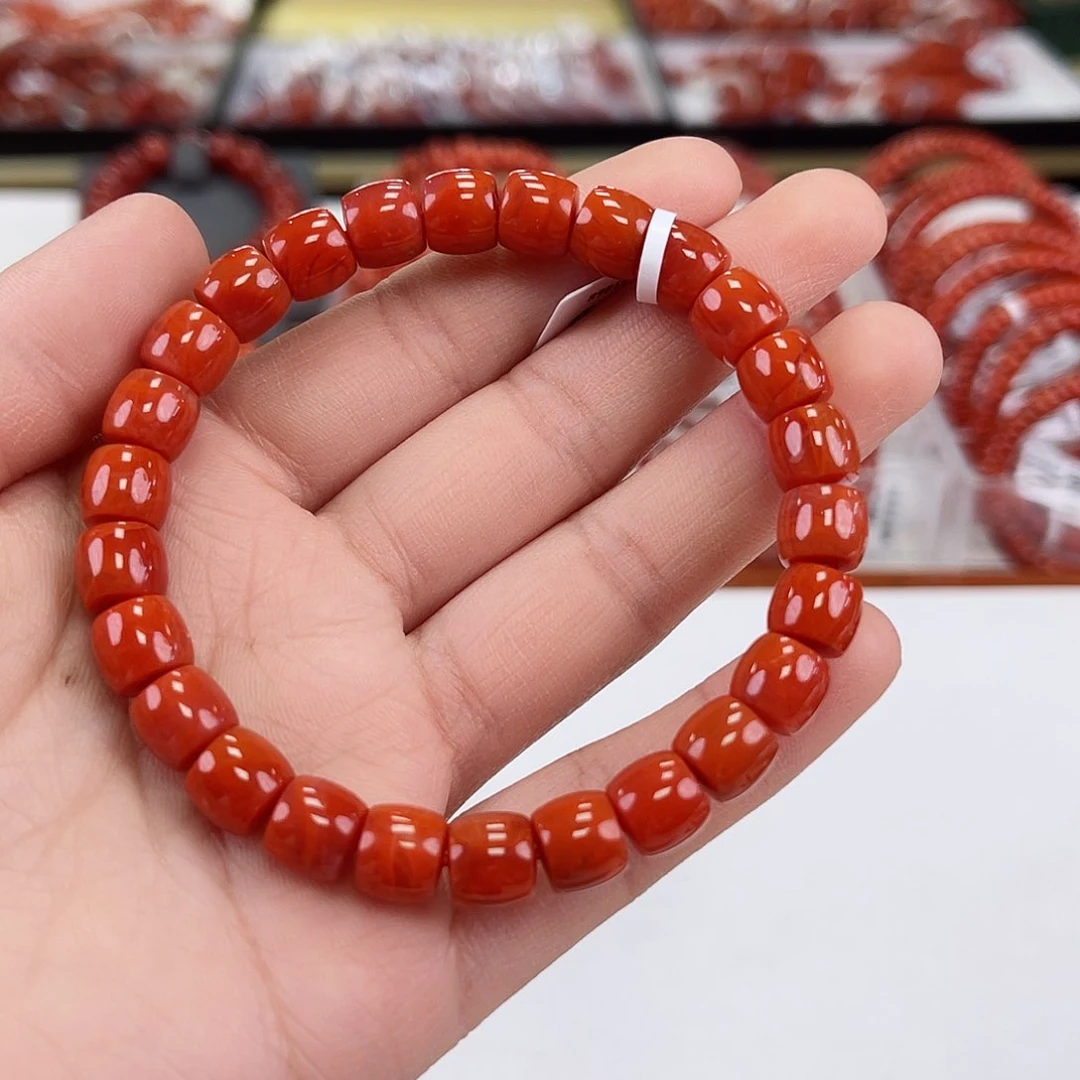 南红玛瑙瓦西直切单圈8mm未镶嵌