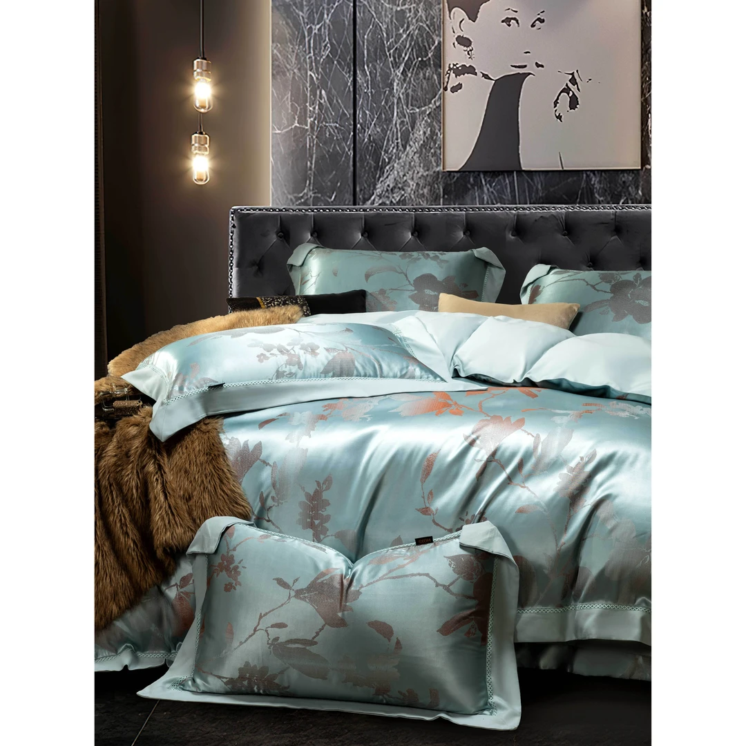 【黑金系列】品牌轻奢超柔色织四件套-蓝馨