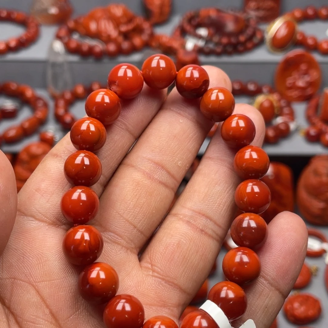 南红玛瑙未镶嵌珠宝奇石单圈10