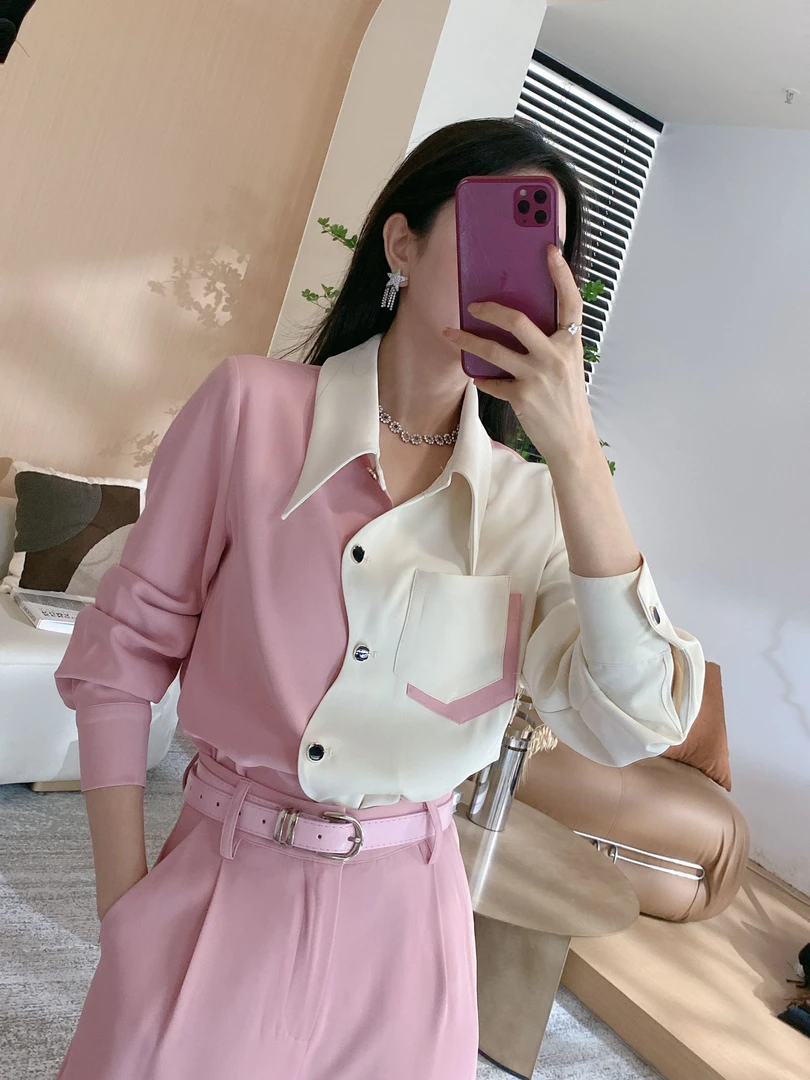 【金皇橦颜】拼色波浪边衬衫8338+半身裙2122+阔腿裤6129（YDK53）