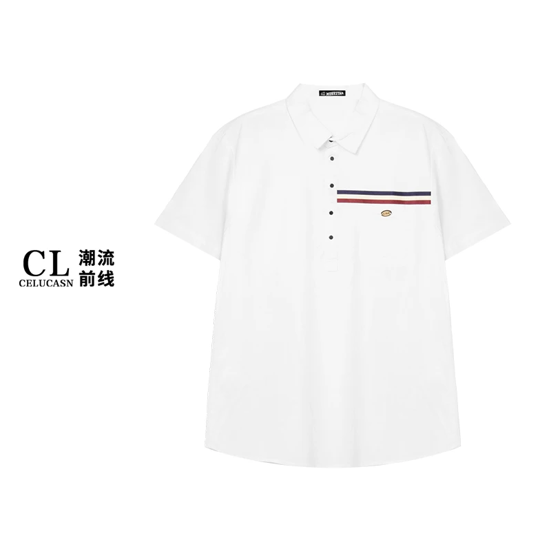 O7II3573#夏季新款修身翻领短袖商务休闲男子针织短袖衬衫