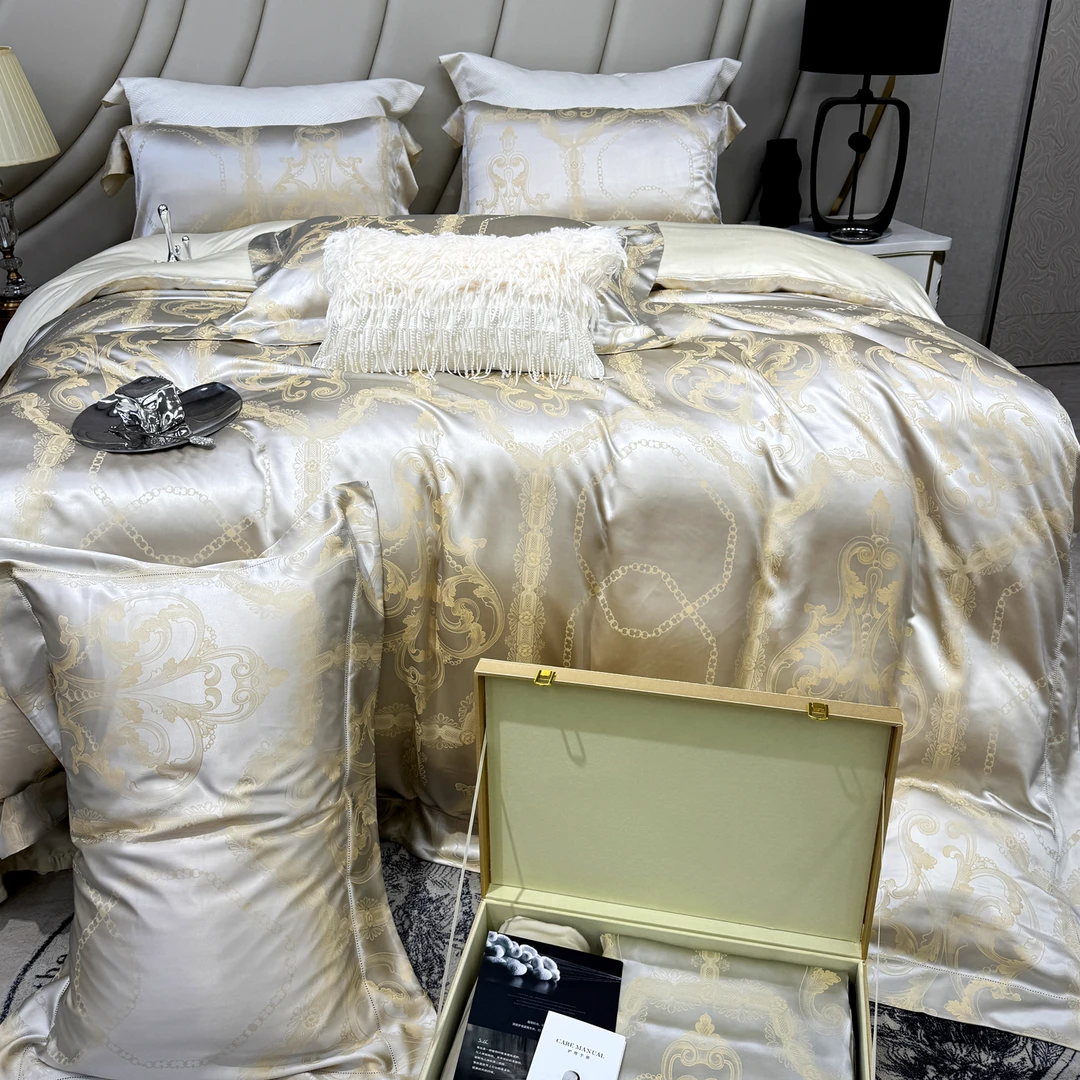 新款法式提花真丝超柔四件套 轻奢丝滑床品
