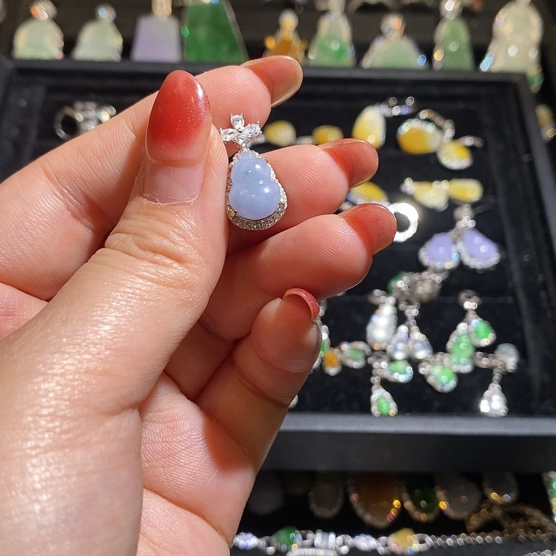 颈饰银S925镶嵌翡翠天然翡翠