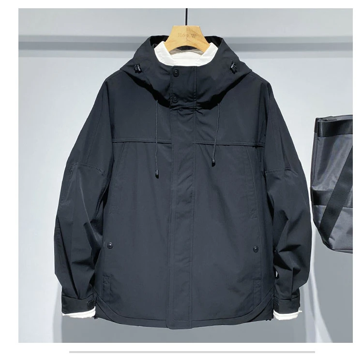 高品质纯色春季外套男户外山系男士宽松夹克简约连帽百搭流行上衣