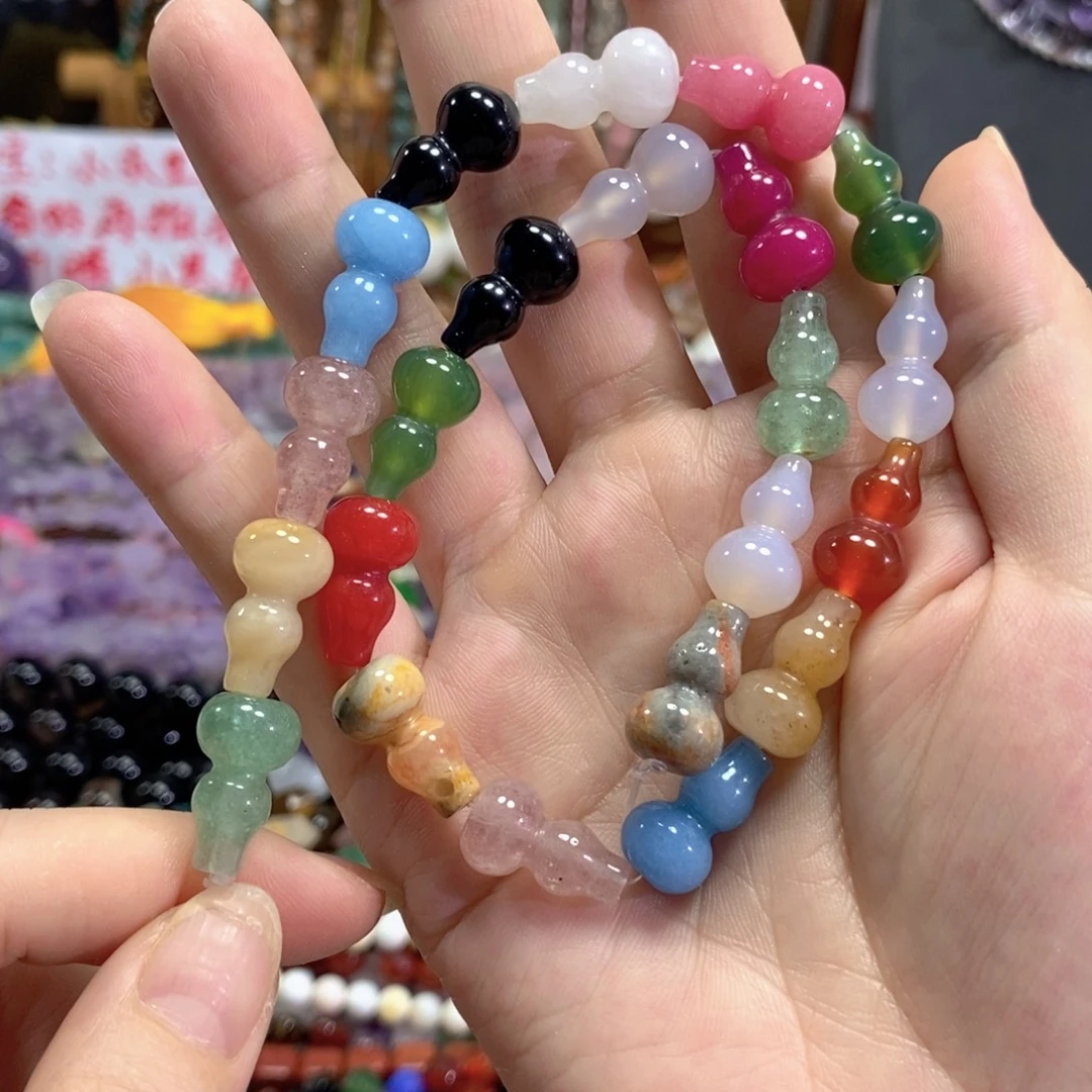 未镶嵌玛瑙/玉髓珠宝半成品多宝葫芦一条卡10*18mm