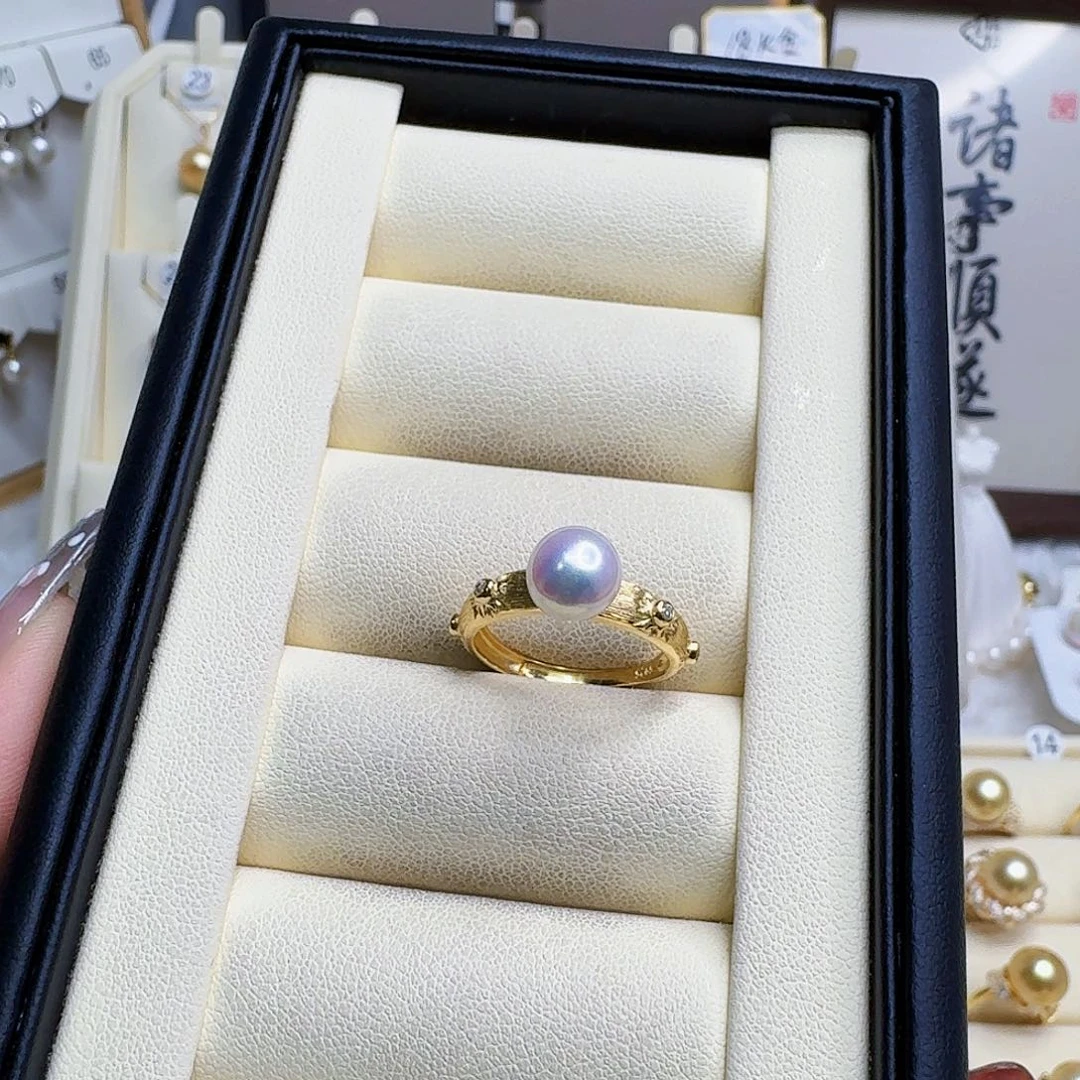 淡水珍珠戒指银S925镶嵌糖**甜