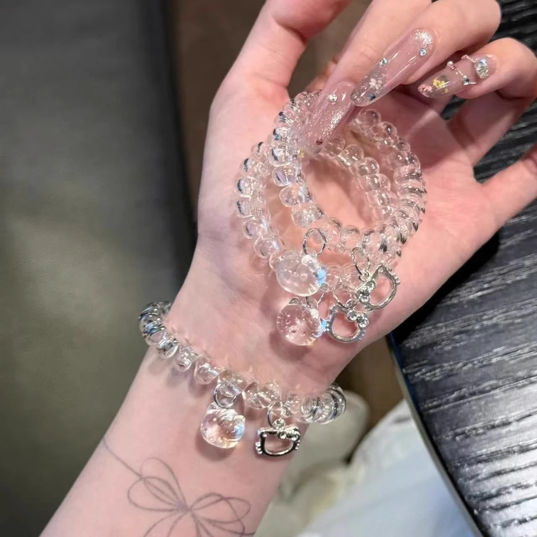 新款甜美电话线发圈简约头绳无痕夏天发绳清新百搭日常高弹力耐用