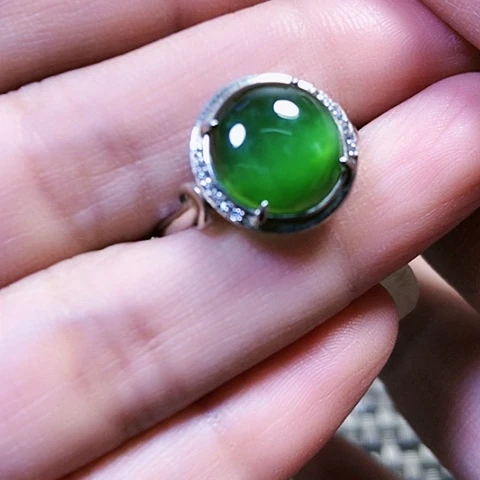 和田玉银S925镶嵌戒指