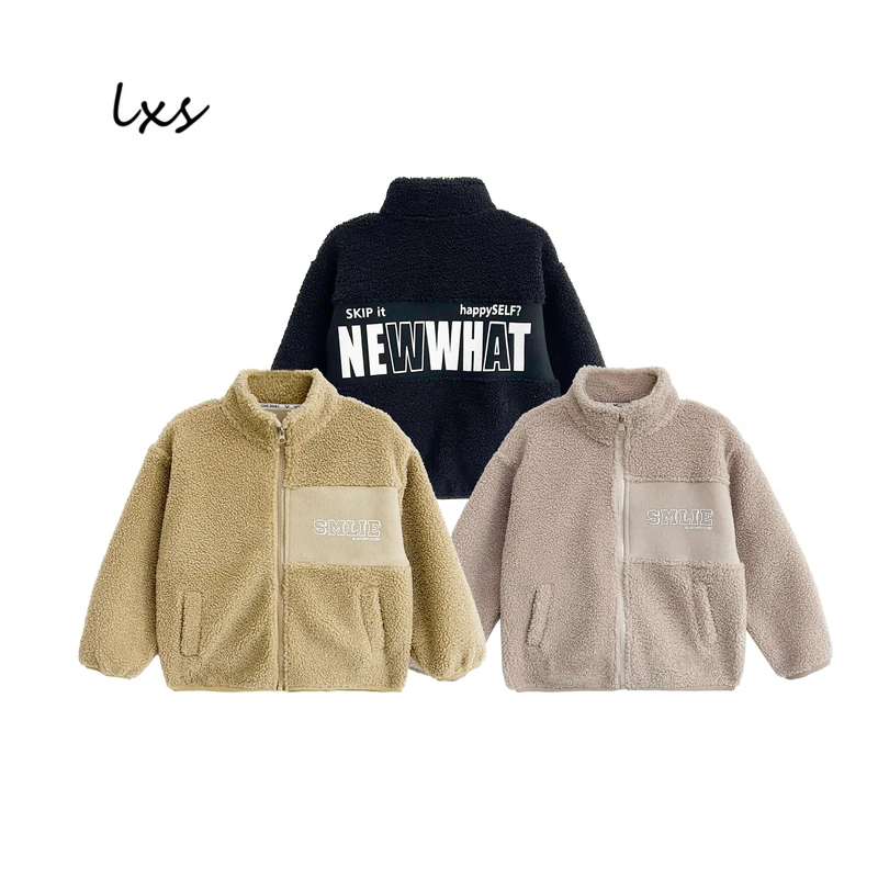 鹿小生童装儿童冬季韩版保暖双面奥利绒百搭时尚男童立领外套Q373