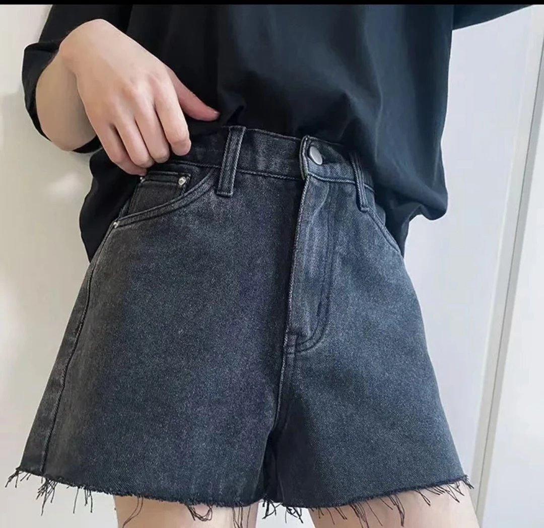 2025高腰韩版夏季显瘦百搭女装毛边牛仔短裤