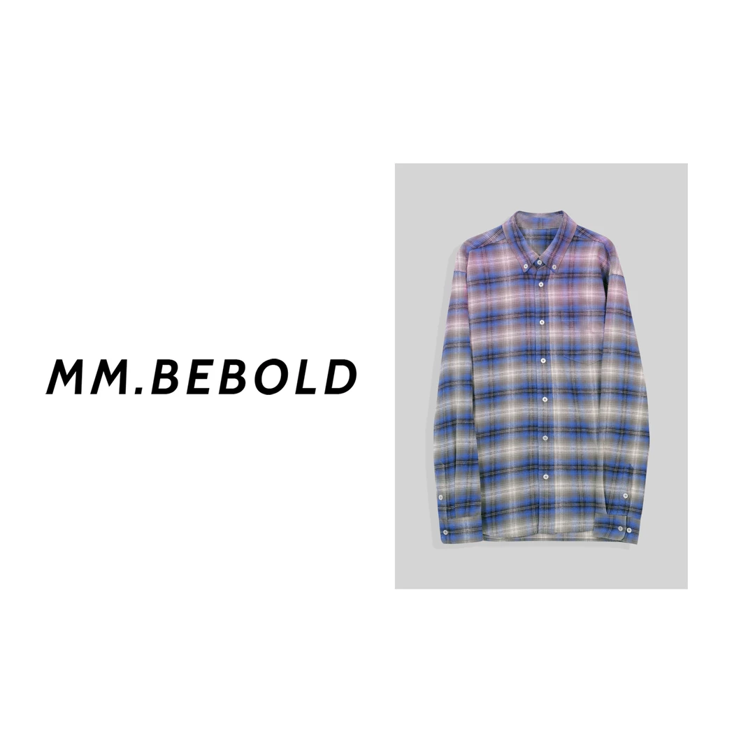 【妙姐精选】星曳 棉 100 复古渐变格纹长袖衬衫XYXS975