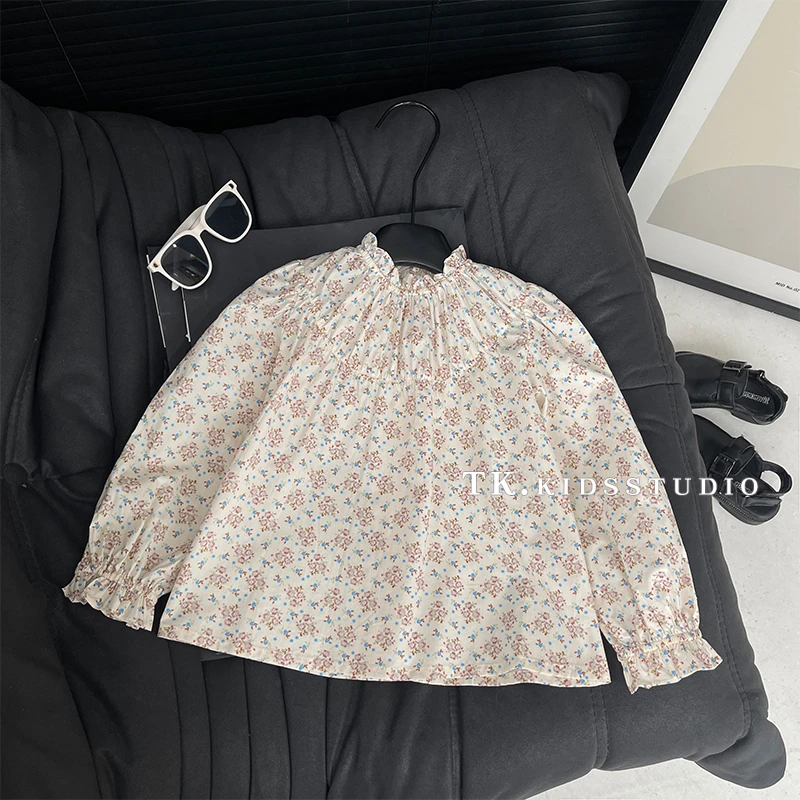 【Umi】春装儿童韩版时尚洋气碎花满印花边领休闲套头SJ4966-CC3