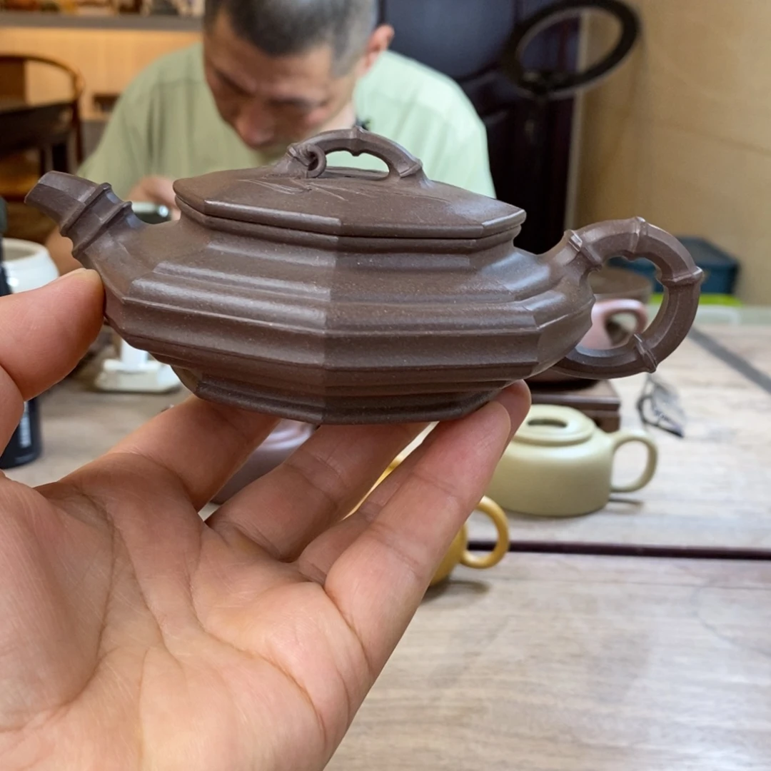 建***茶壶紫砂全手工沙皮青八方竹