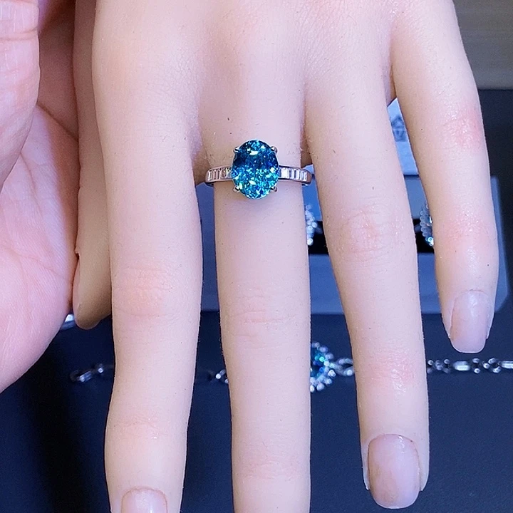 戒指银S925镶嵌碧玺