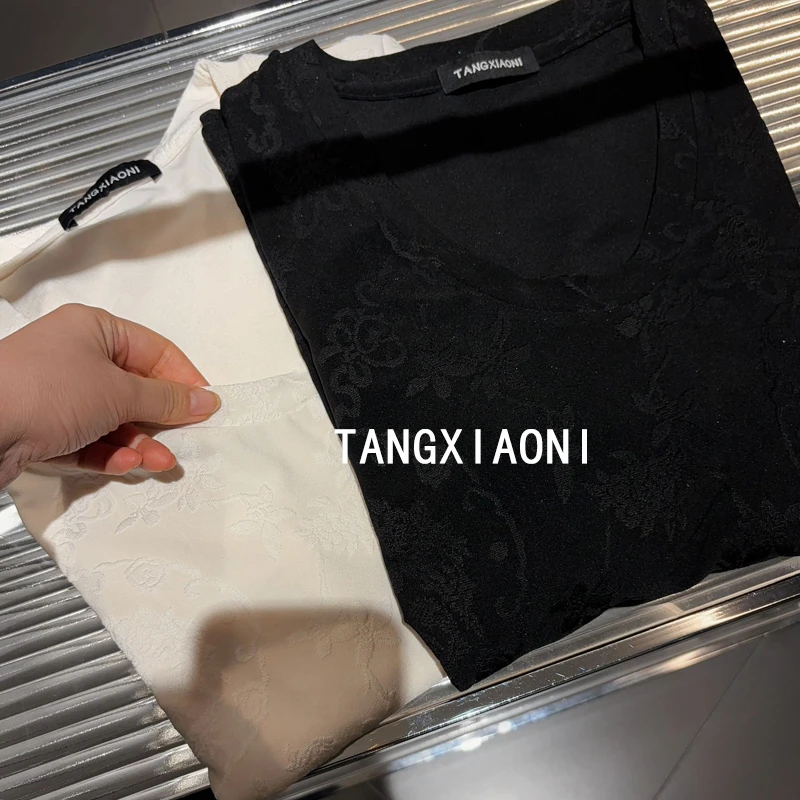 5店 订单货 浮雕打底黑白上衣潮牌女装