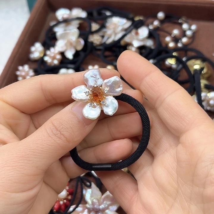 淡水珍珠发饰银S925镶嵌