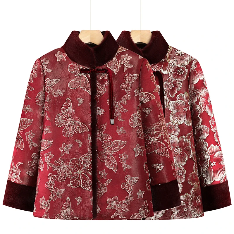 奶奶冬装外套中老年人棉衣女妈妈唐装棉袄高档新款老太太保暖衣服